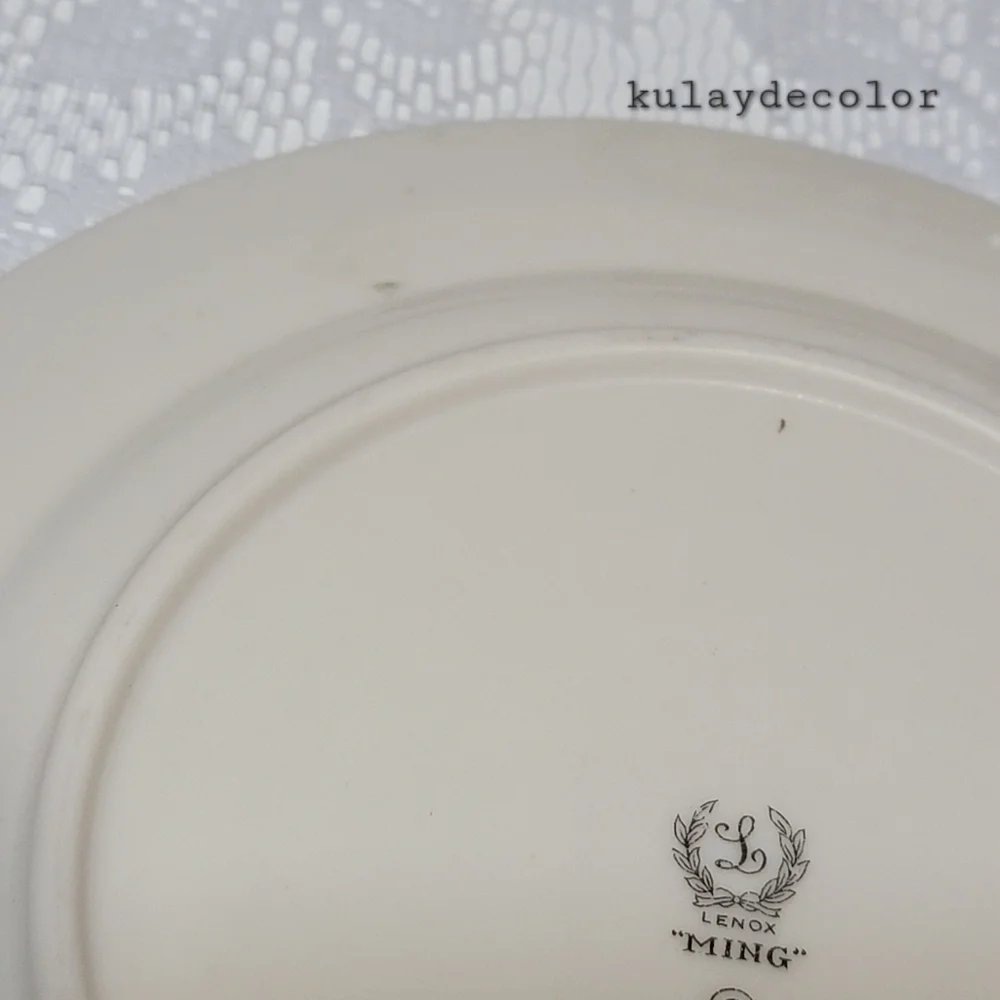 Lenox Ming Birds Salad Plates Set of 4 Vintage Floral Bird Gold Trim Black Stamp